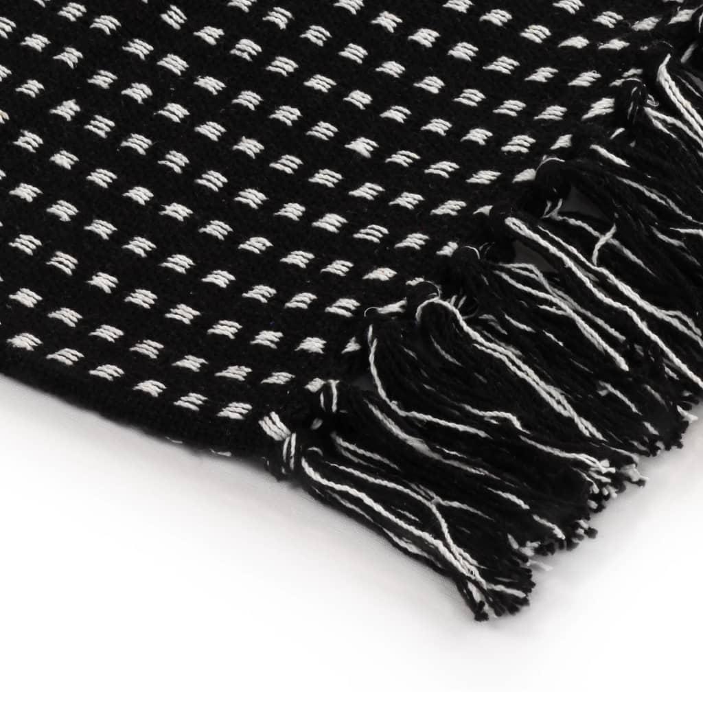 Throw Cotton Squares 125x150 cm Black