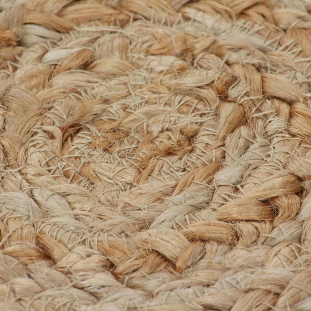 Area Rug Braided Design Jute 120 cm Round