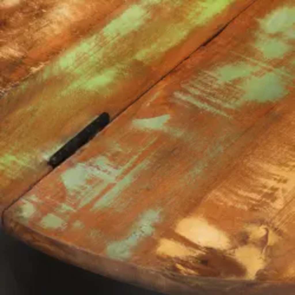 Coffee Table Solid Reclaimed Wood Black Bowl Shape