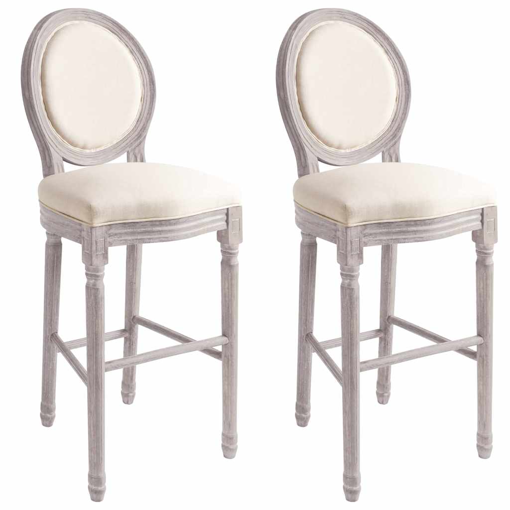 Bar Chairs 2 pcs White Linen