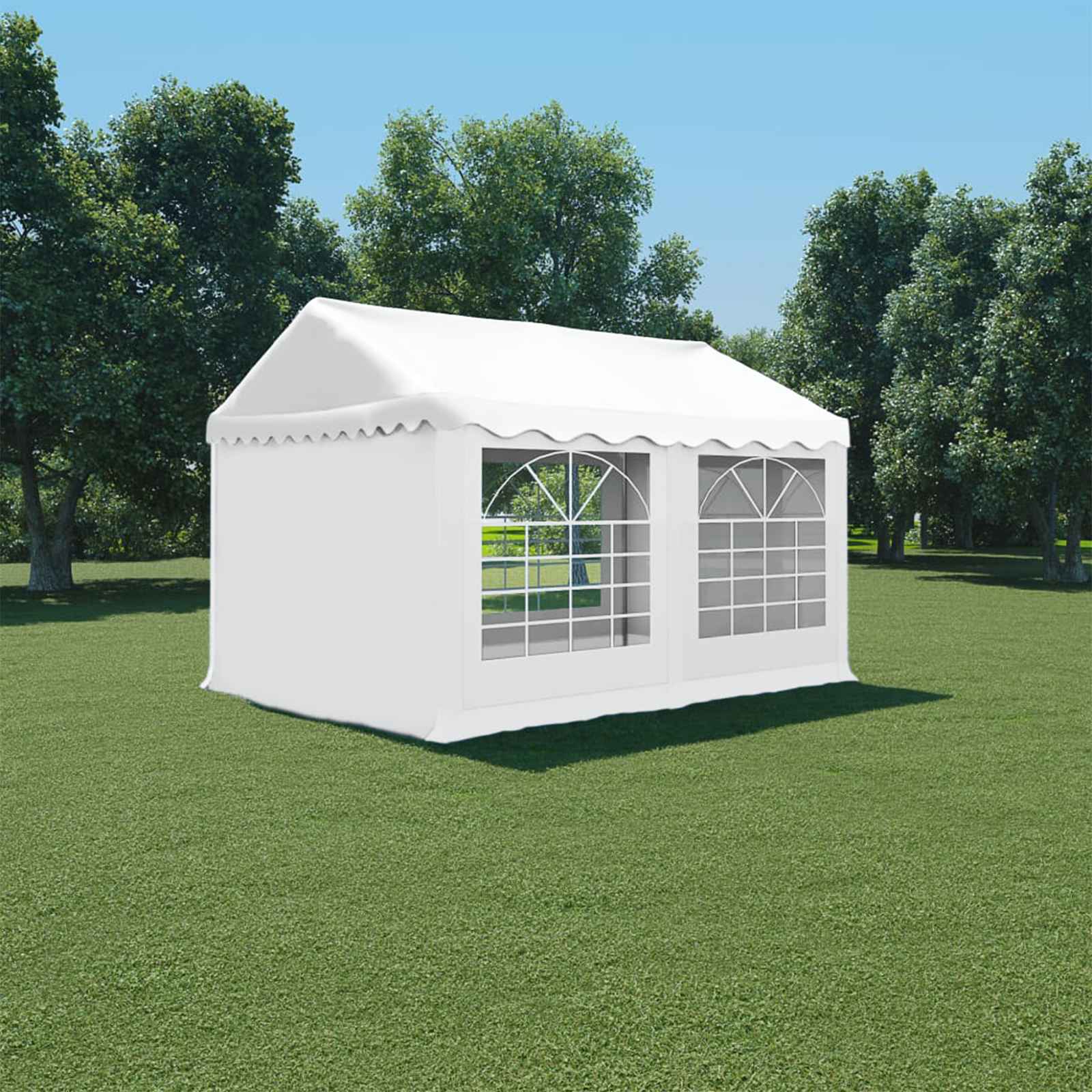 Party Tent White 400 x 300 x 282 cm PVC and galvanised steel