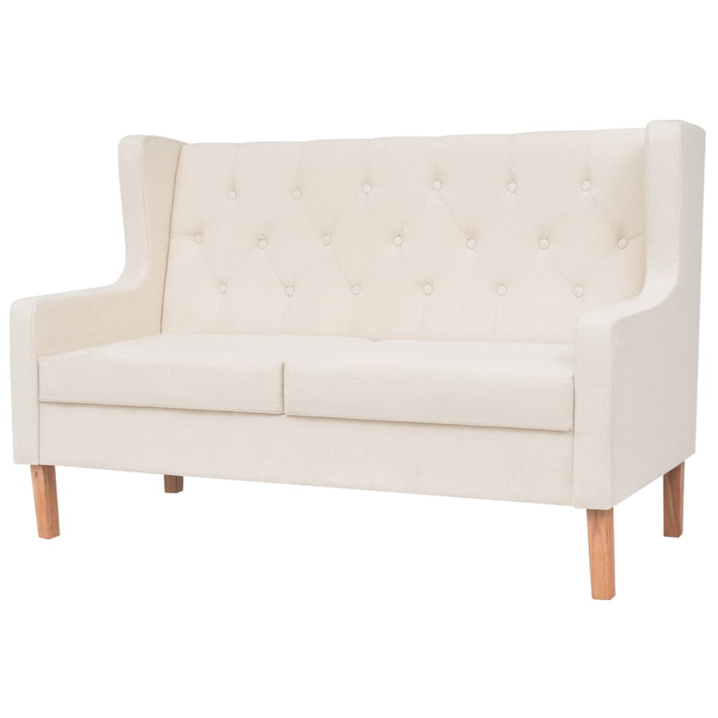 2-Seater Sofa Fabric Cream White