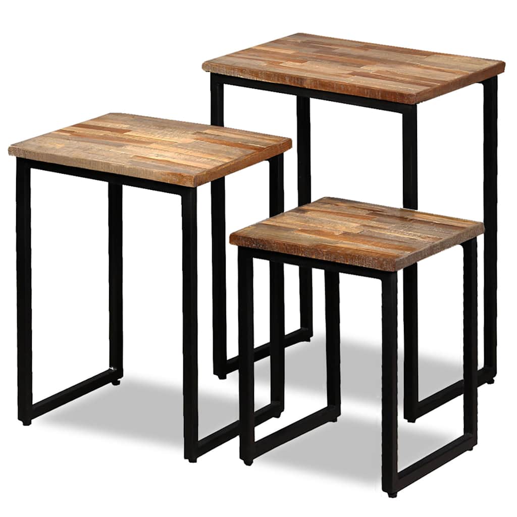3 Piece Nesting Coffee Table Set Solid Reclaimed Teak