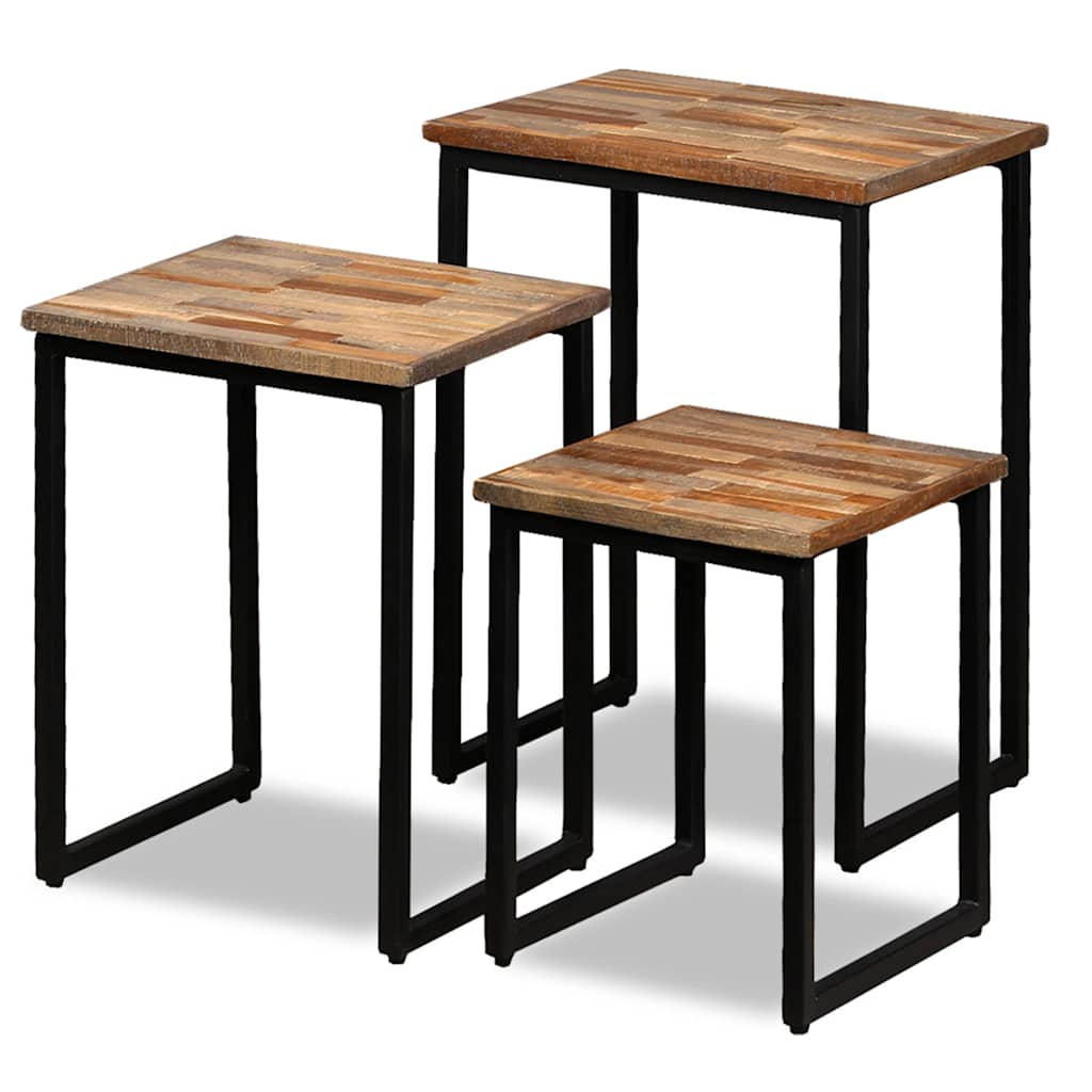 3 Piece Nesting Coffee Table Set Solid Reclaimed Teak