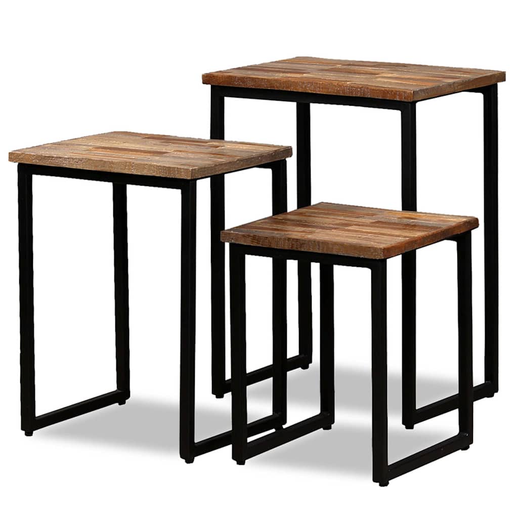 3 Piece Nesting Coffee Table Set Solid Reclaimed Teak