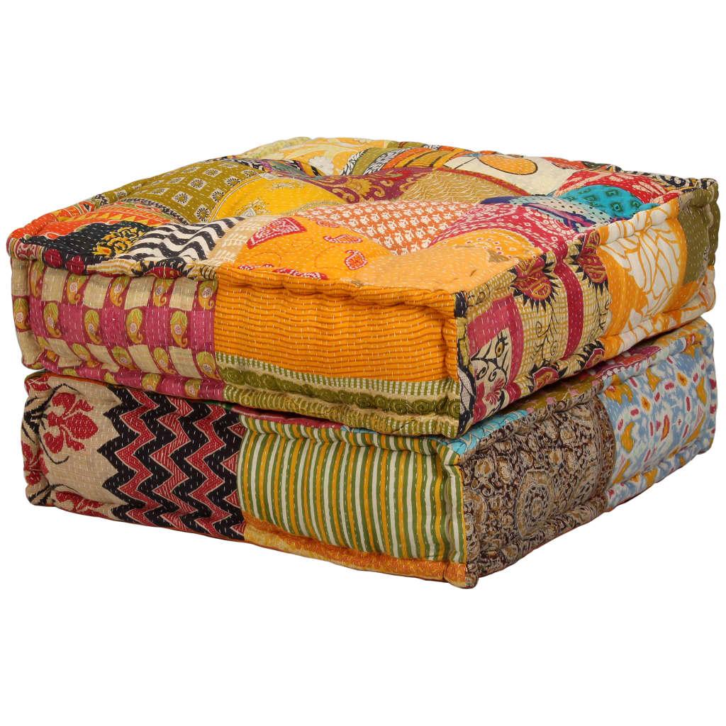 2-Seater Modular Pouffe Patchwork Fabric