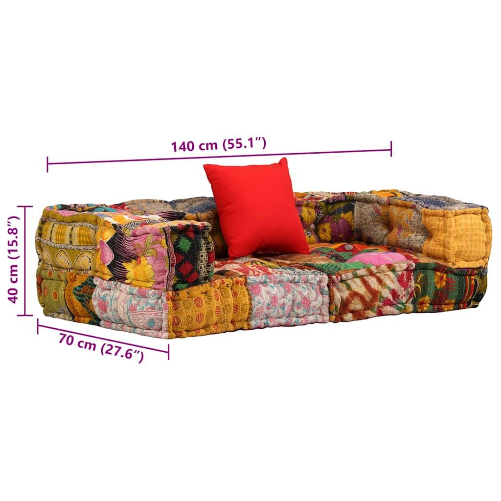 2-Seater Modular Pouffe Patchwork Fabric