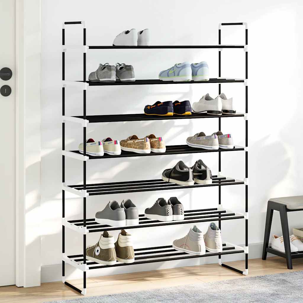 Shoe Rack with 7 Shelves Metal and Plastic Black
