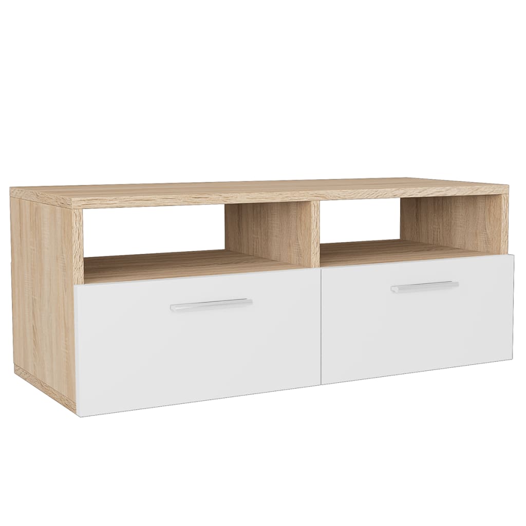 TV Cabinet Engineered Wood 95x35x36 cm Oak and White