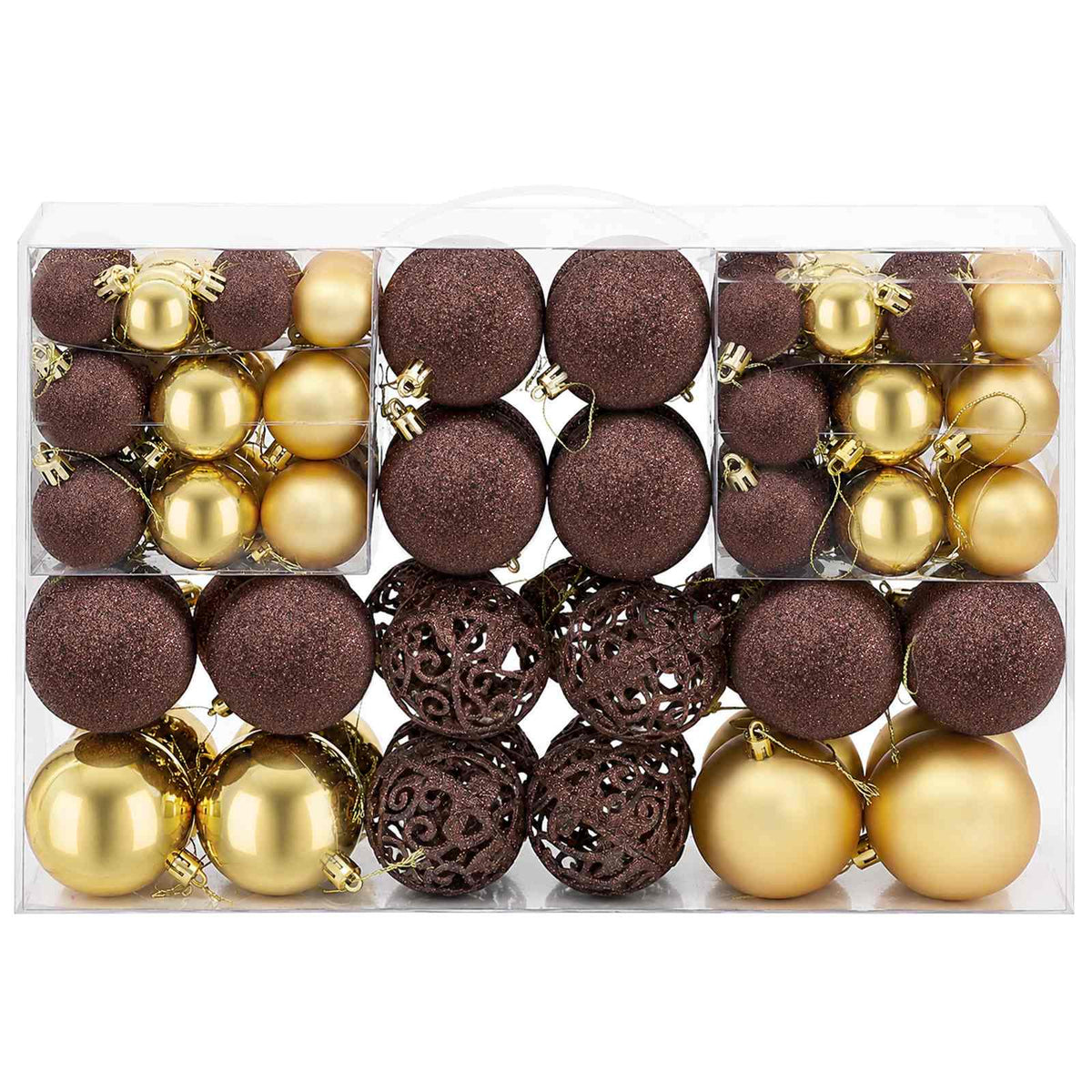 100 Piece Christmas Ball Set 3/4/6 cm Brown/Bronze/Gold