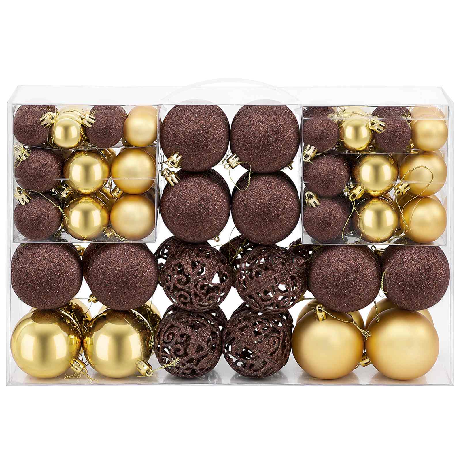 100 Piece Christmas Ball Set 3/4/6 cm Brown/Bronze/Gold