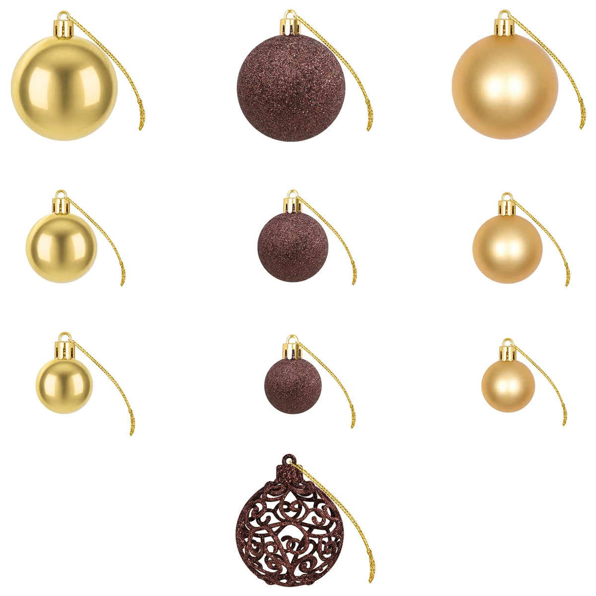 100 Piece Christmas Ball Set 3/4/6 cm Brown/Bronze/Gold