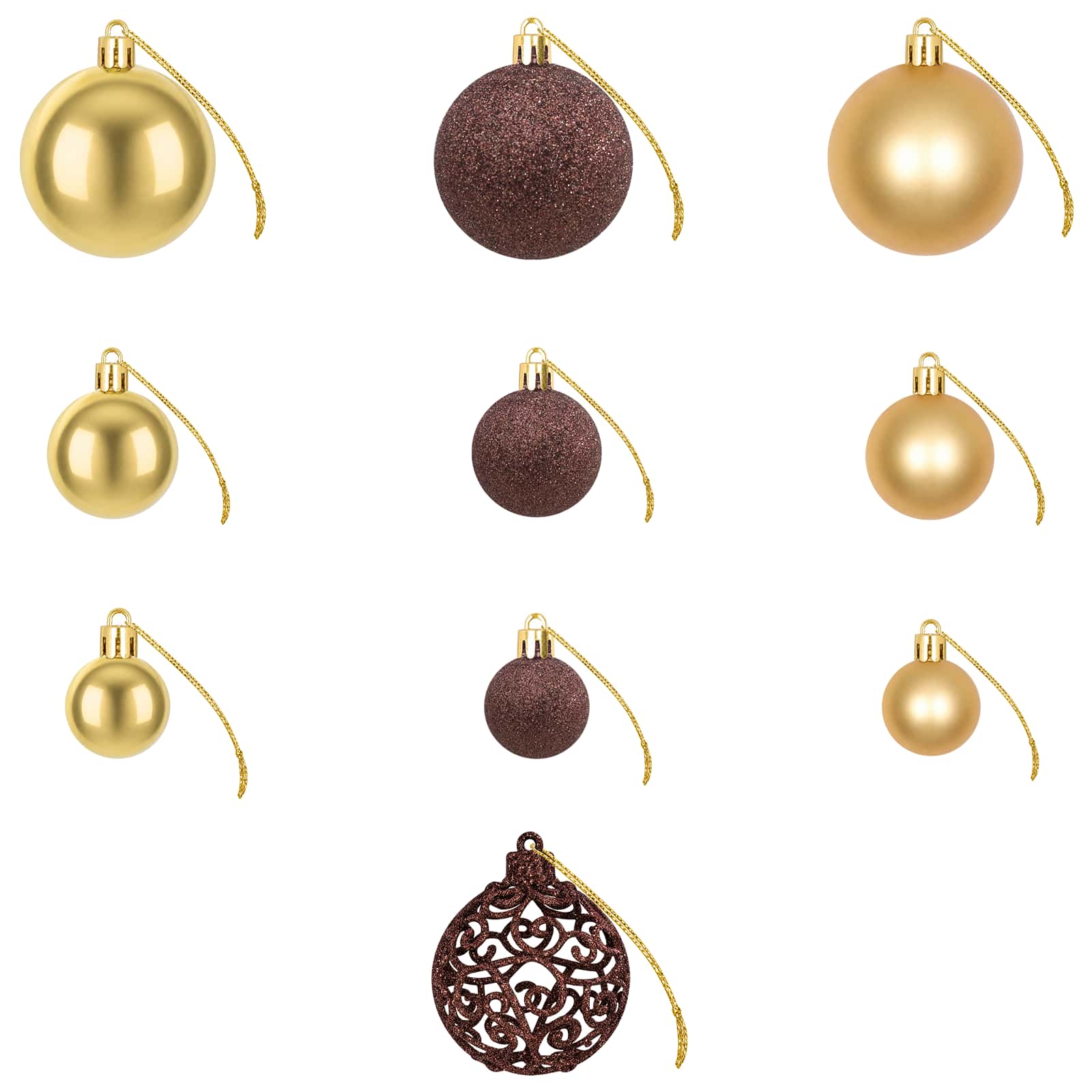 100 Piece Christmas Ball Set 3/4/6 cm Brown/Bronze/Gold
