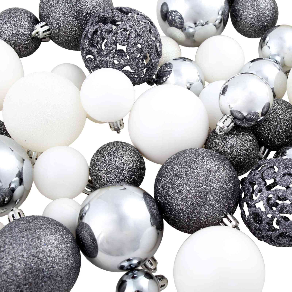 100 Piece Christmas Ball Set 3/4/6 cm White/Grey