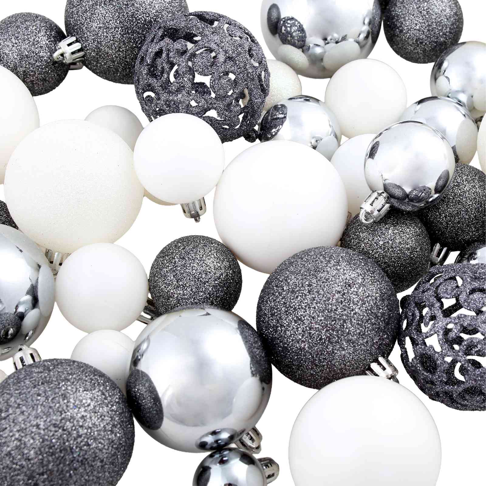 100 Piece Christmas Ball Set 3/4/6 cm White/Grey