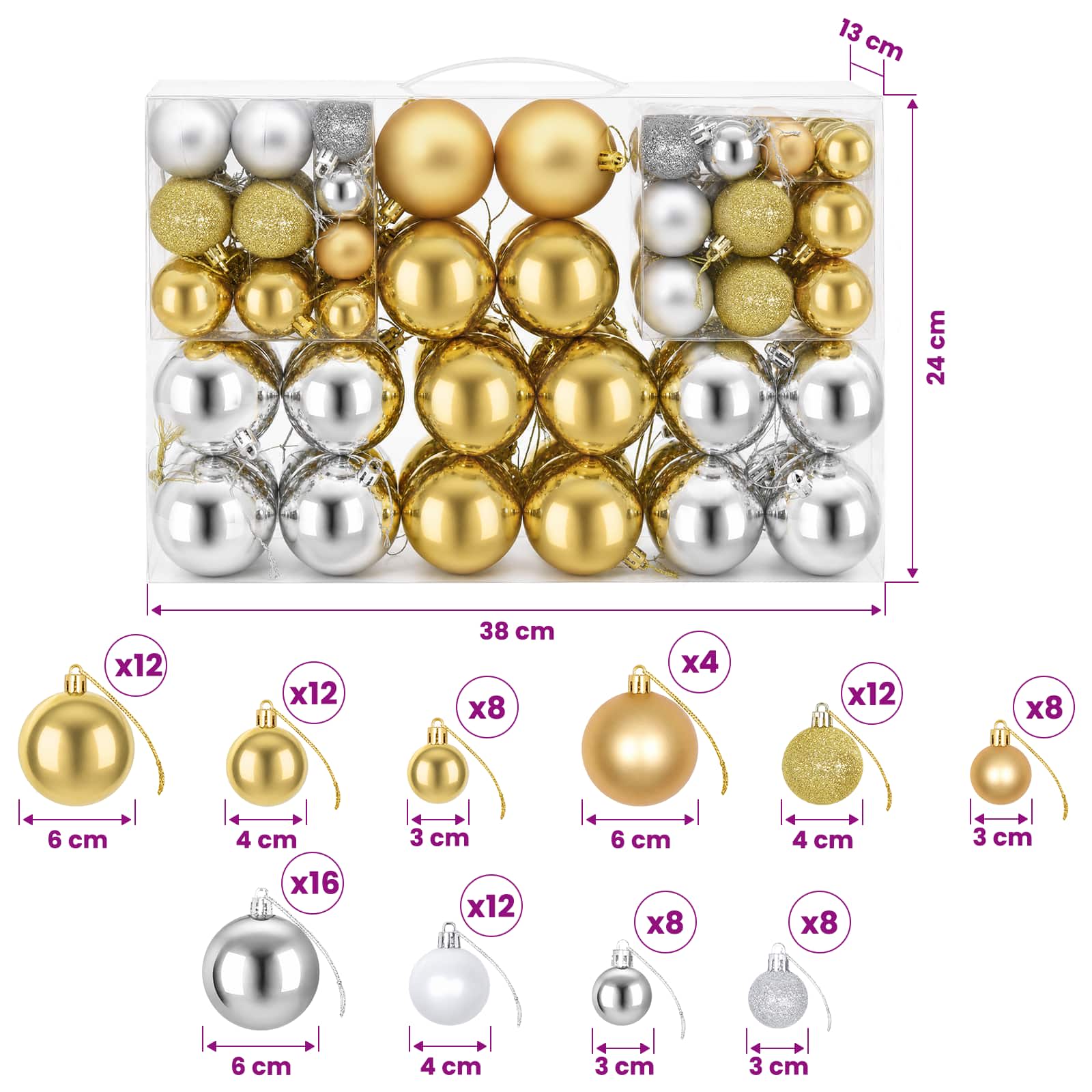 Christmas Balls 100 pcs Silver/Gold