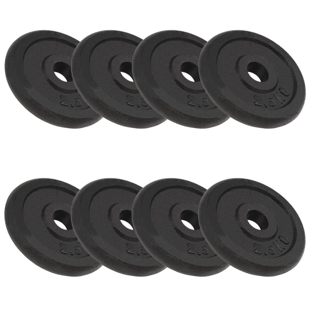 Weight Plates 8 pcs 8x2.5 kg Cast Iron