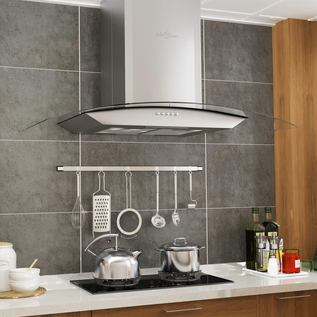 Wall Mounted Range Hood 90 cm Stainless Steel 756 m³/h LED