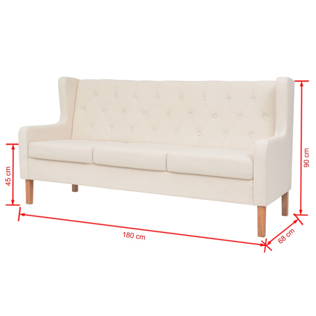 Sofa Set 2 Pieces Fabric Cream White