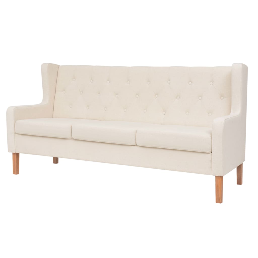 Sofa Set 2 Pieces Fabric Cream White