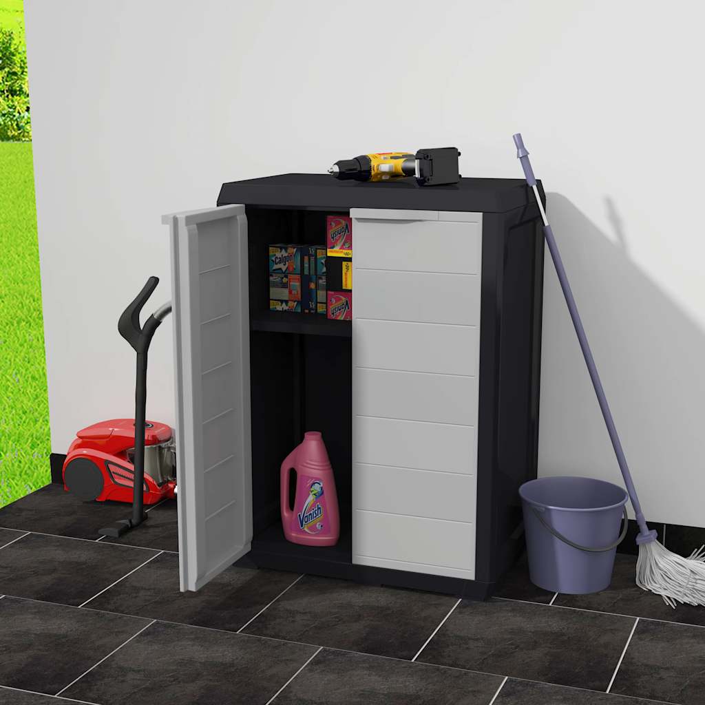 Garden Storage Cabinet with 1 Shelf Black and Grey