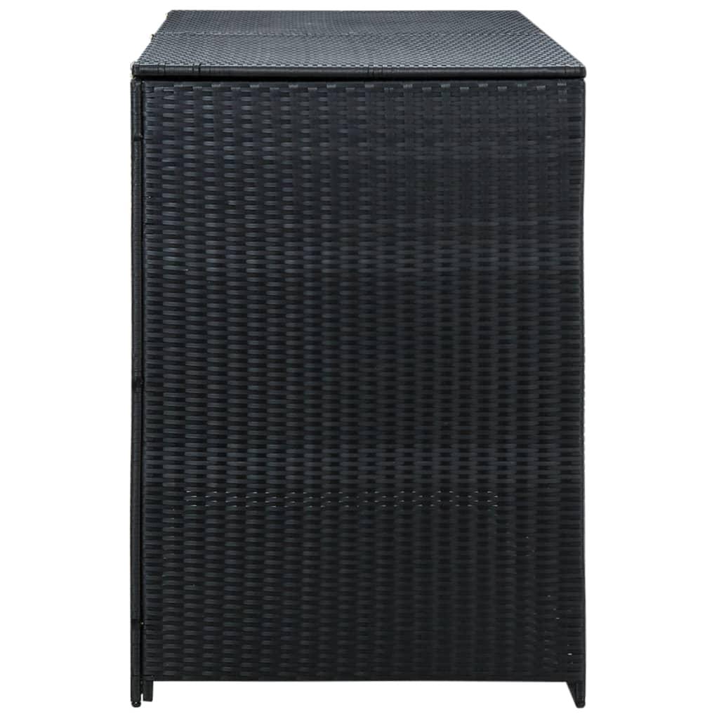 Double Wheelie Bin Shed Poly Rattan Black 148x80x111 cm