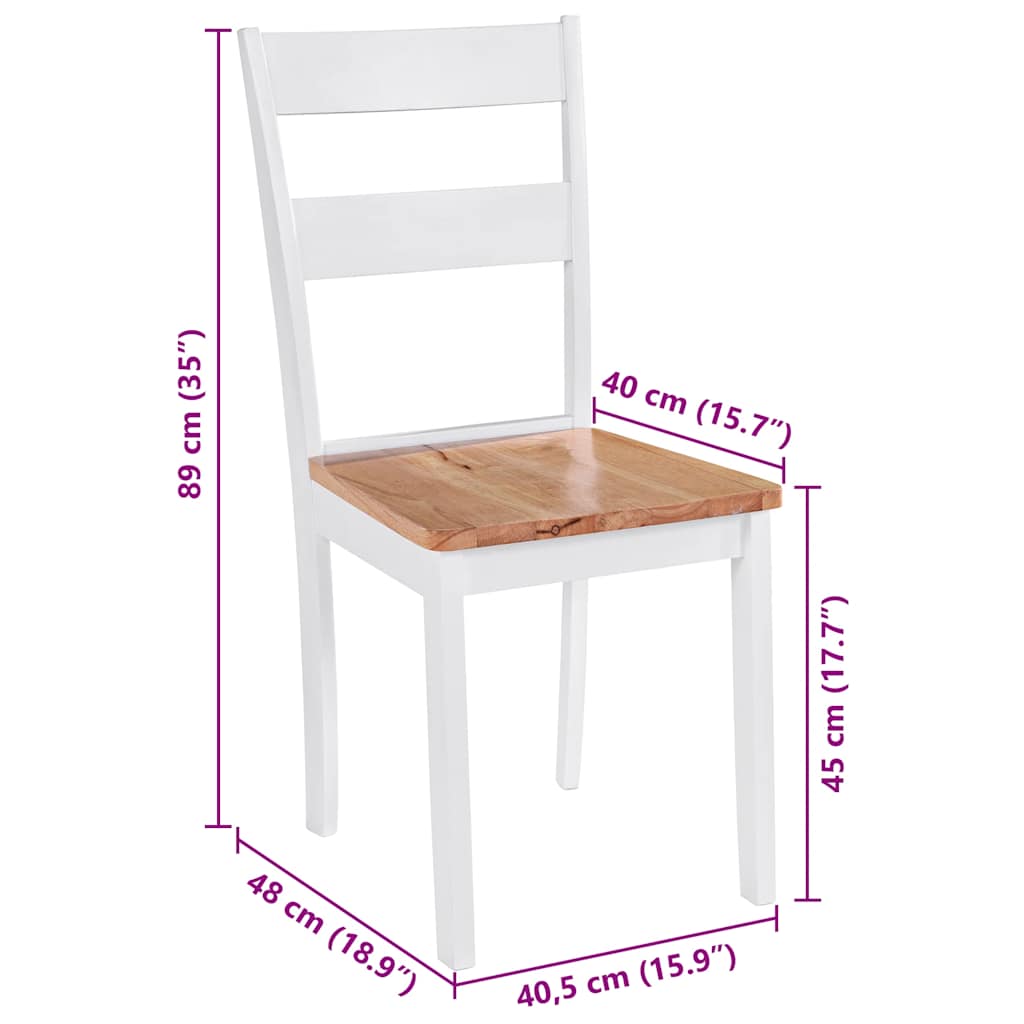 Dining Chairs 6 pcs White Solid Rubber Wood