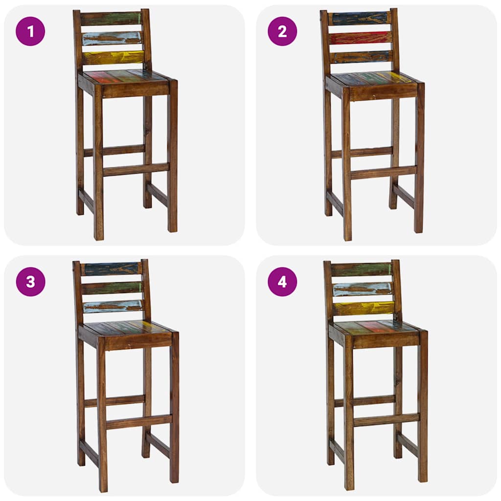 Bar Stools 2 pcs Solid Reclaimed Wood