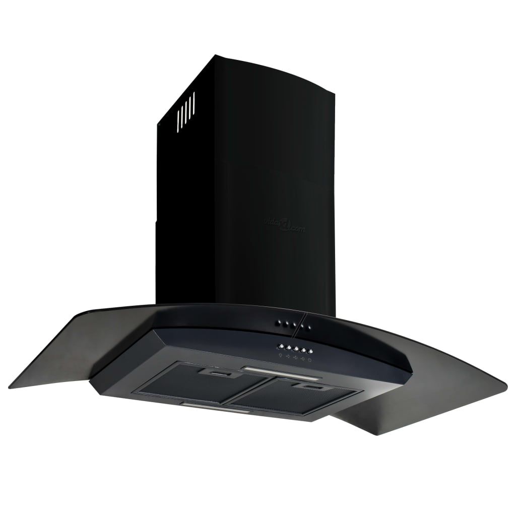 Wall Mounted Range Hood Stainless Steel 756 m³/h 90 cm Black