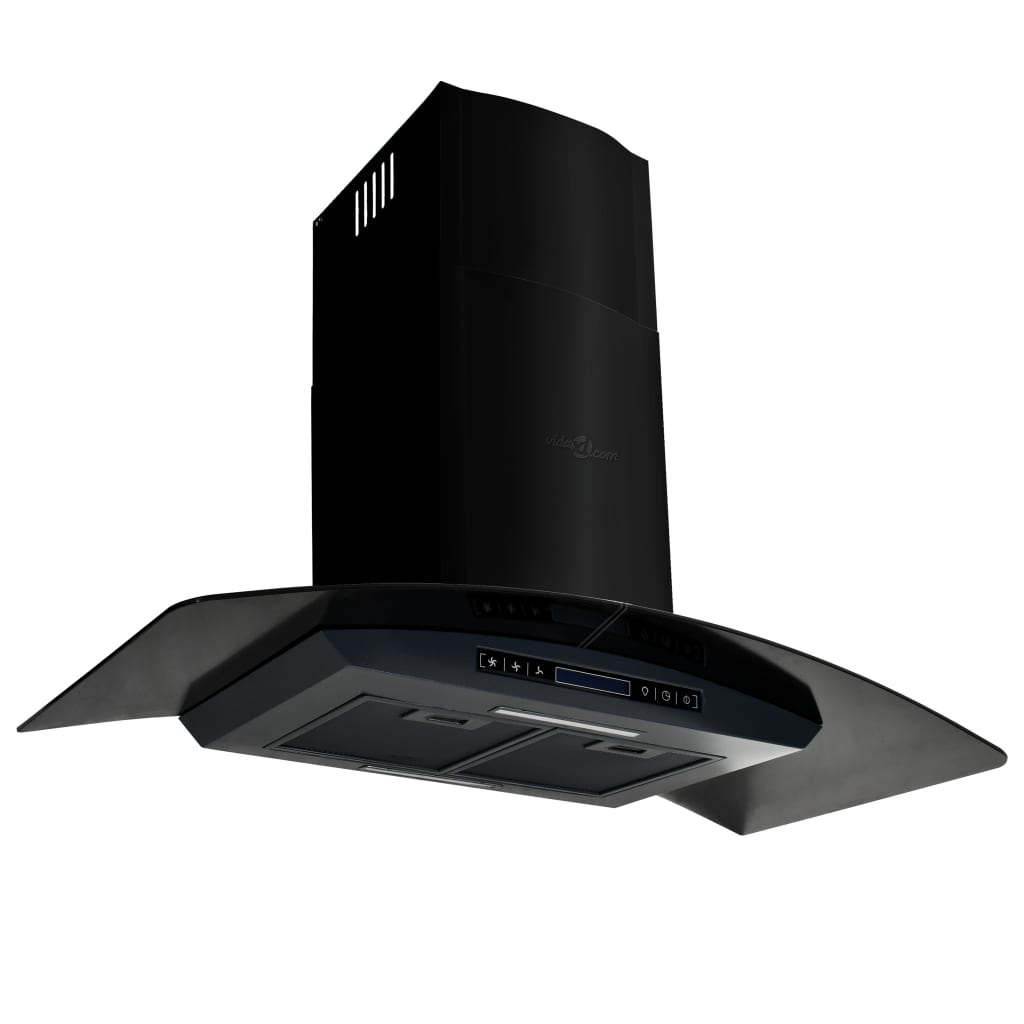 Wall Mounted Range Hood Stainless Steel 756 m³/h 90 cm Black