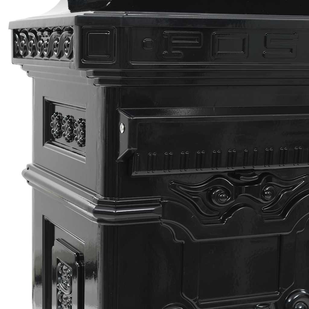 Pillar Letterbox Aluminium Vintage Style Rustproof Black