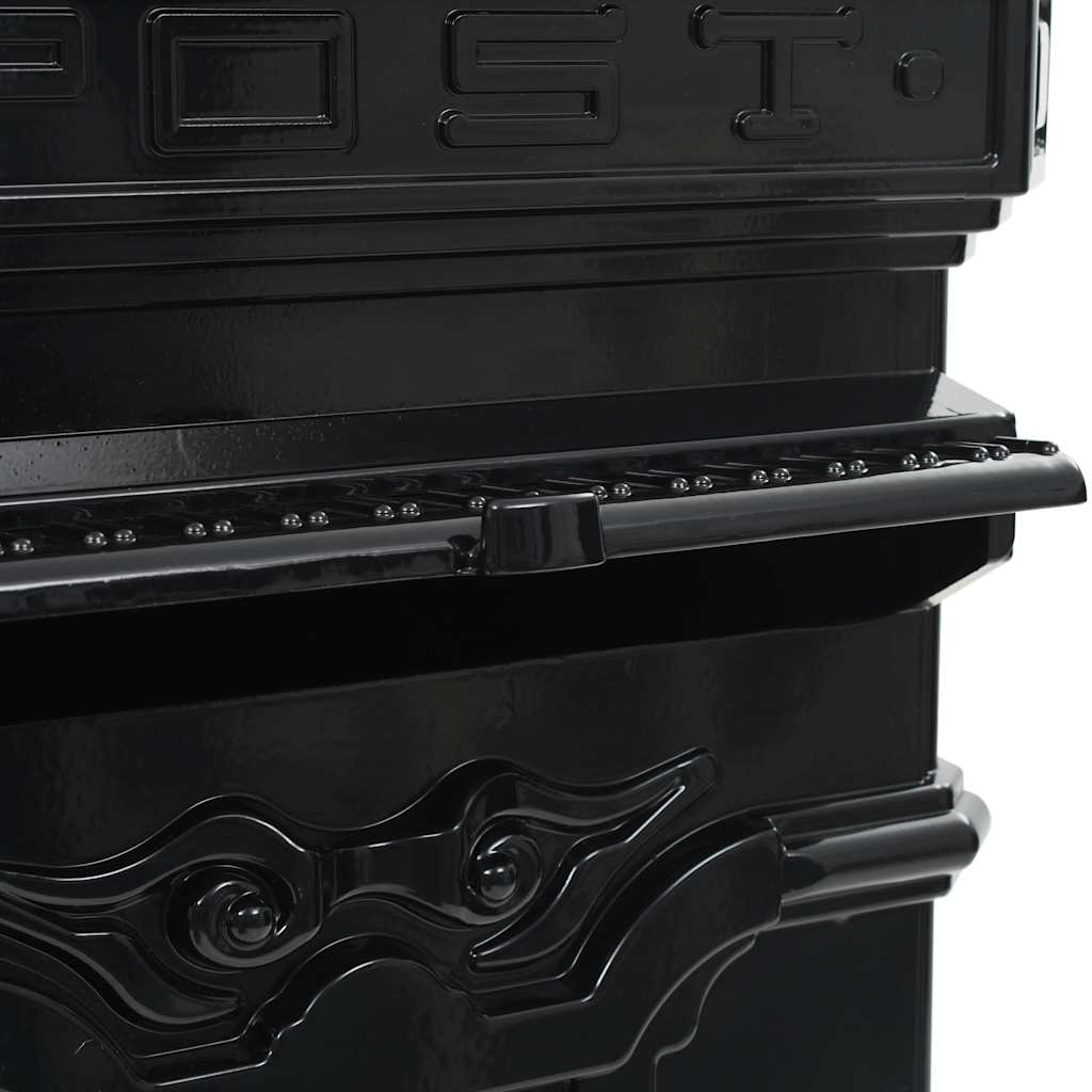 Pillar Letterbox Aluminium Vintage Style Rustproof Black