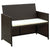 2 Seater Garden Sofa with Cushions Brown Poly Rattan