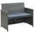 2 Seater Garden Sofa with Cushions Grey Poly Rattan