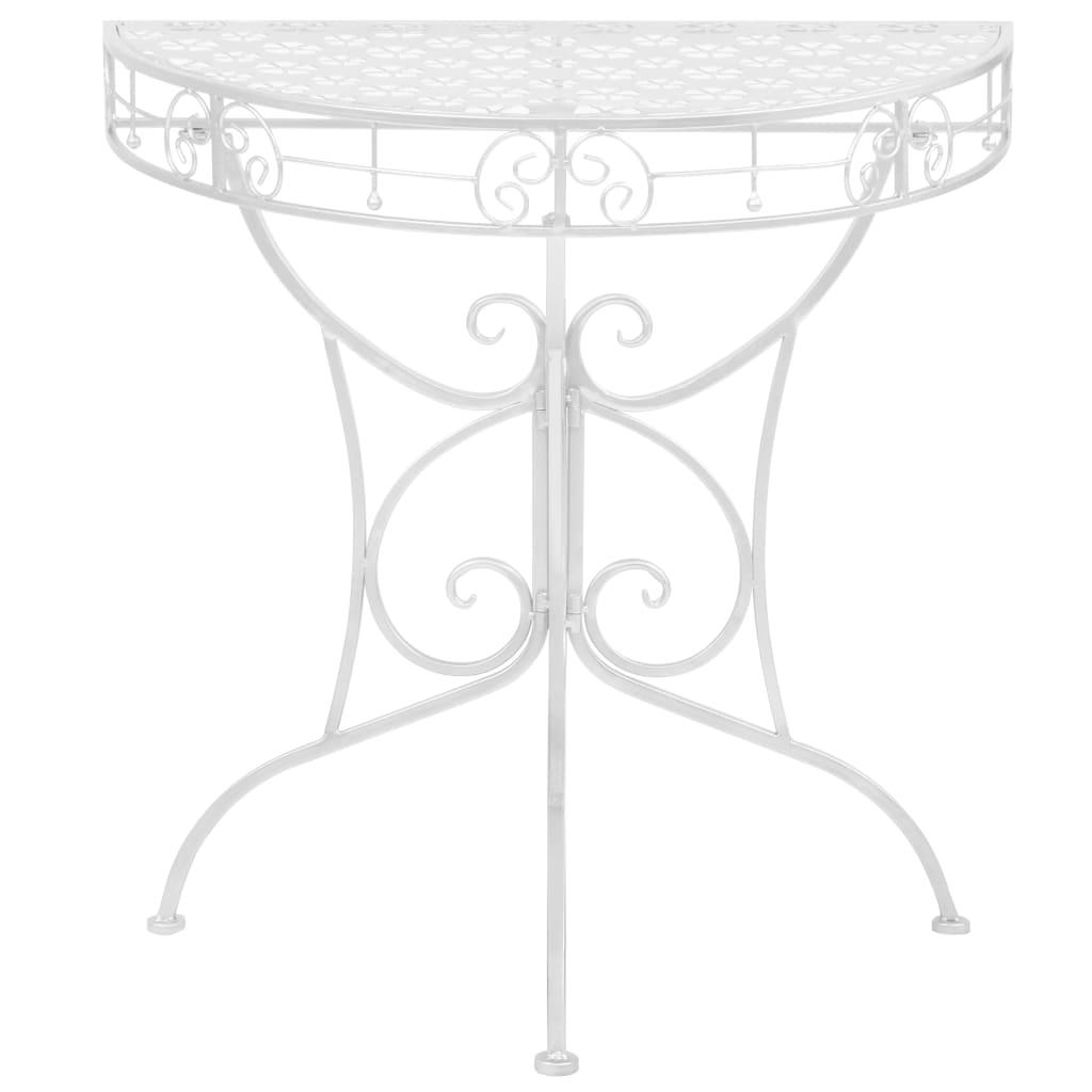 Side Table Vintage Style Half Round Metal 72x36x74 cm Silver