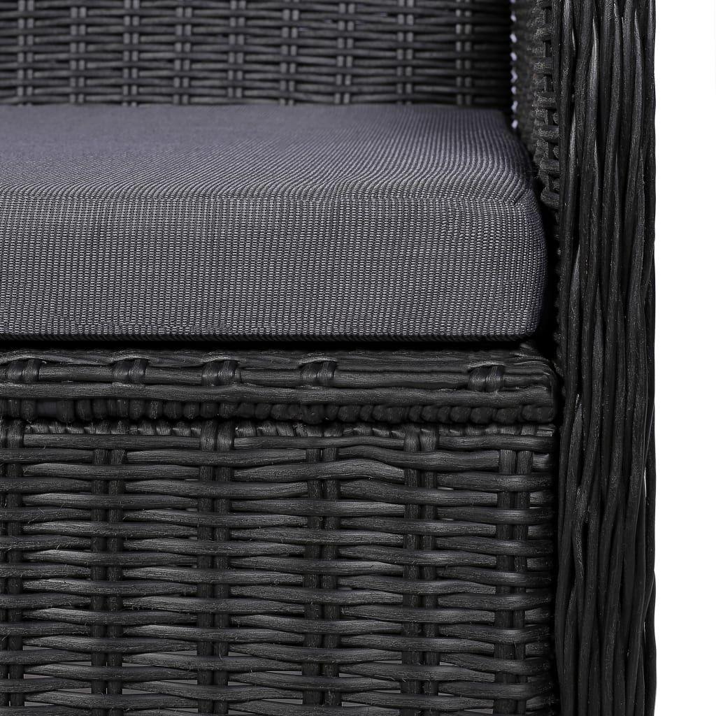 Outdoor Chairs with Cushions 2 pcs Poly Rattan Black