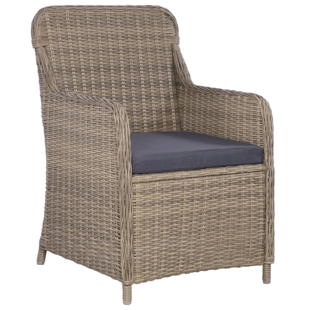 3 Piece Bistro Set with Cushions Poly Rattan Brown