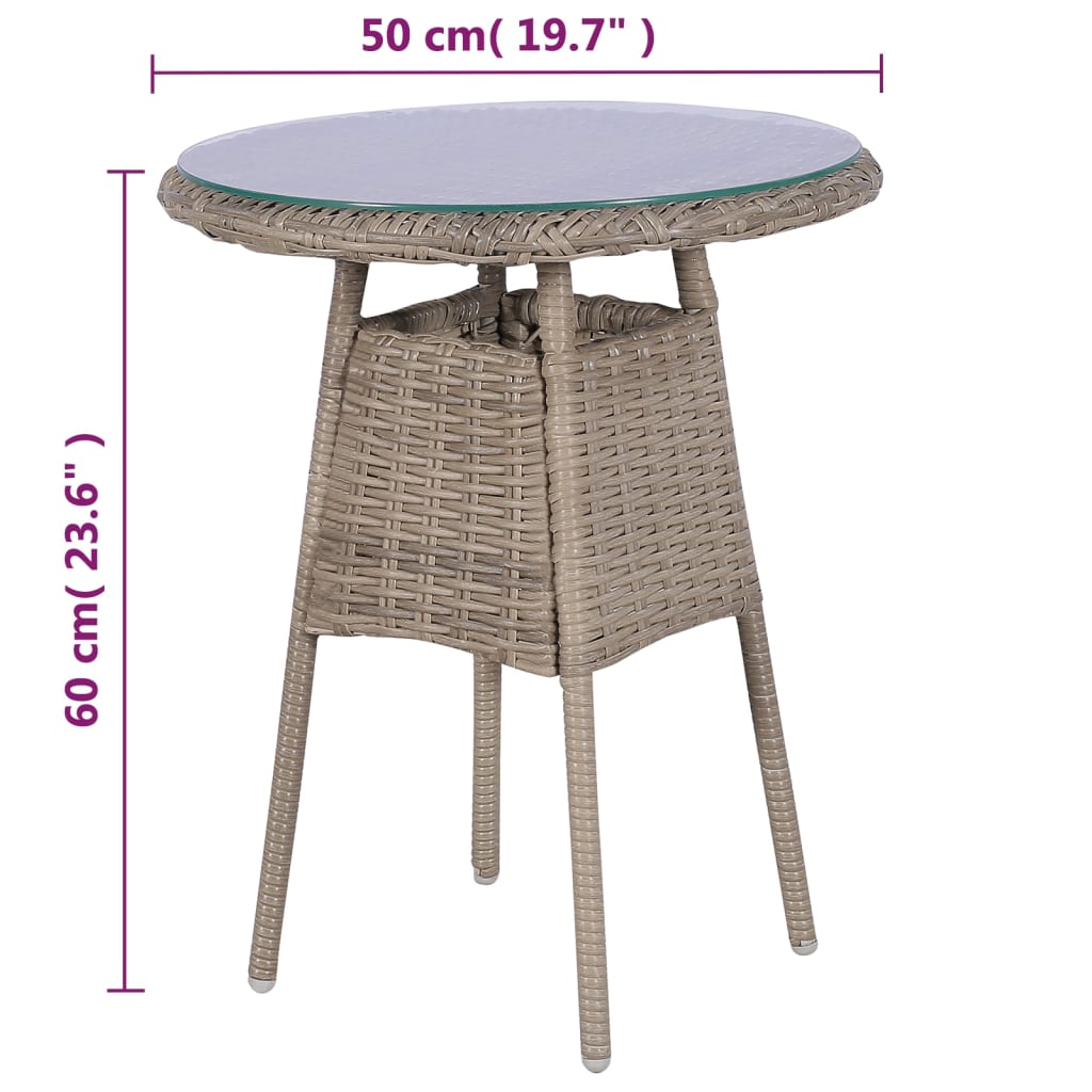 3 Piece Bistro Set with Cushions Poly Rattan Brown