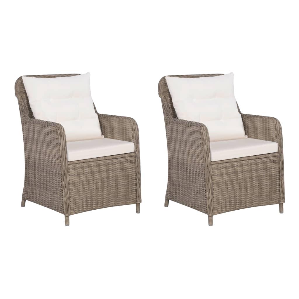 3 Piece Bistro Set with Cushions and Pillows Poly Rattan Brown
