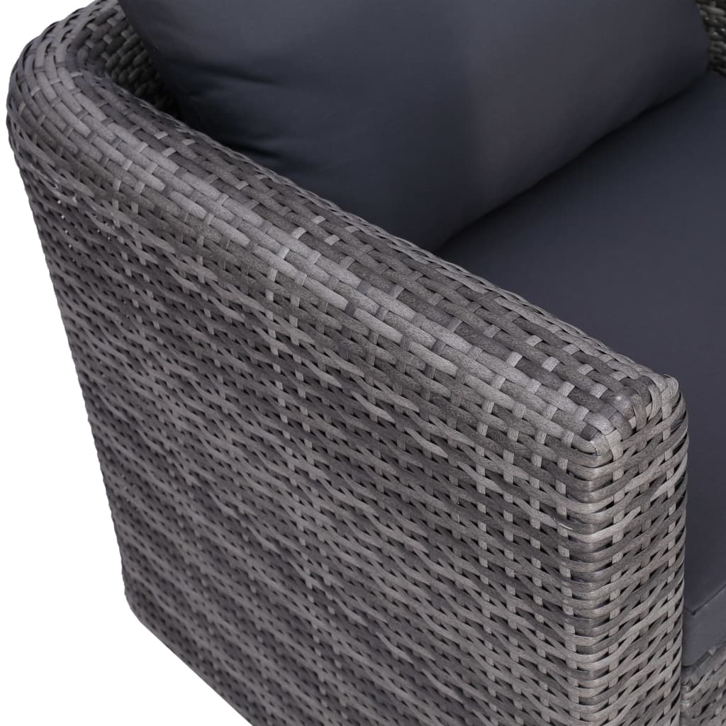 6 Piece Garden Sofa Set with Cushions & Pillows Poly Rattan Grey