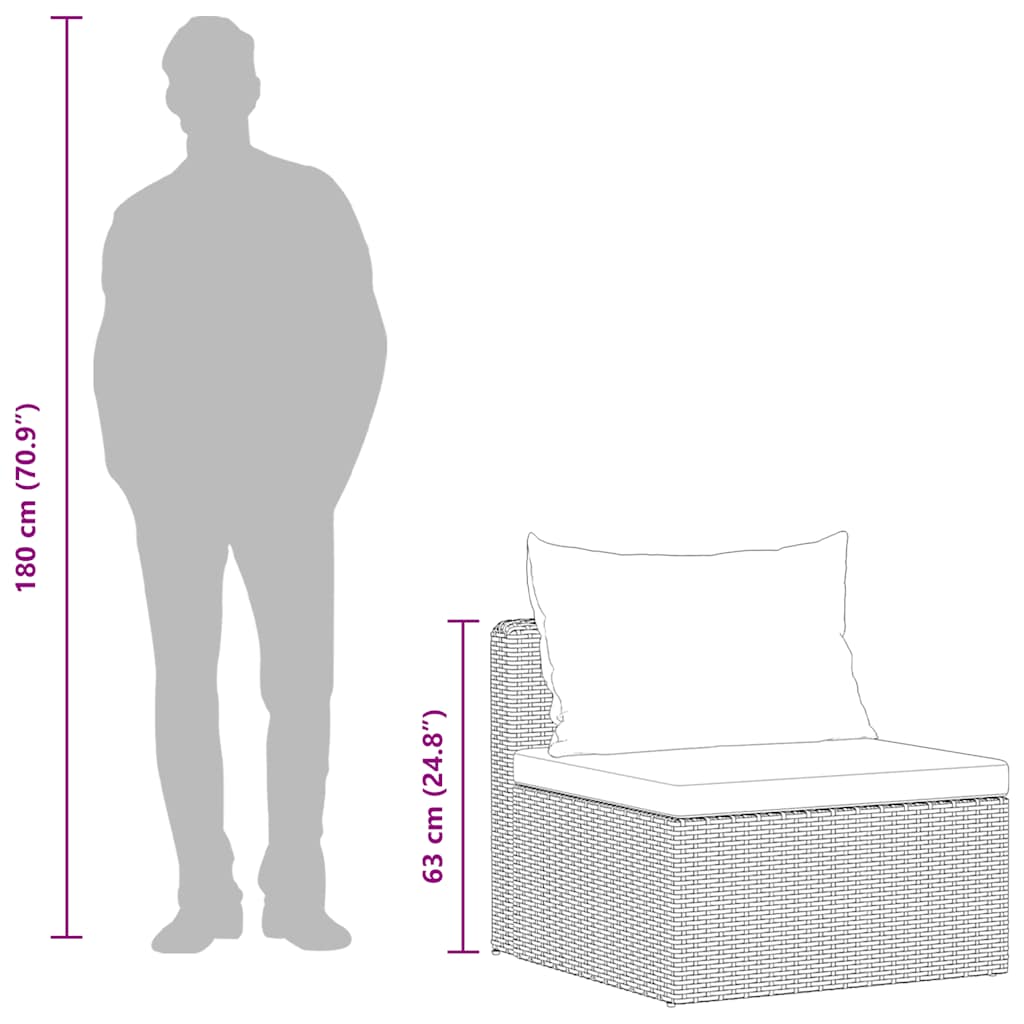 4 Piece Garden Sofa Set with Cushions Grey Poly Rattan