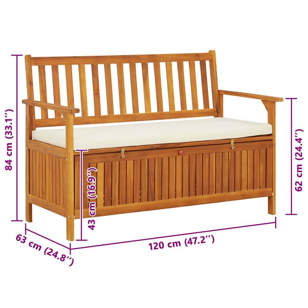 Garden Storage Bench Solid Acacia Wood 120x63x84 cm
