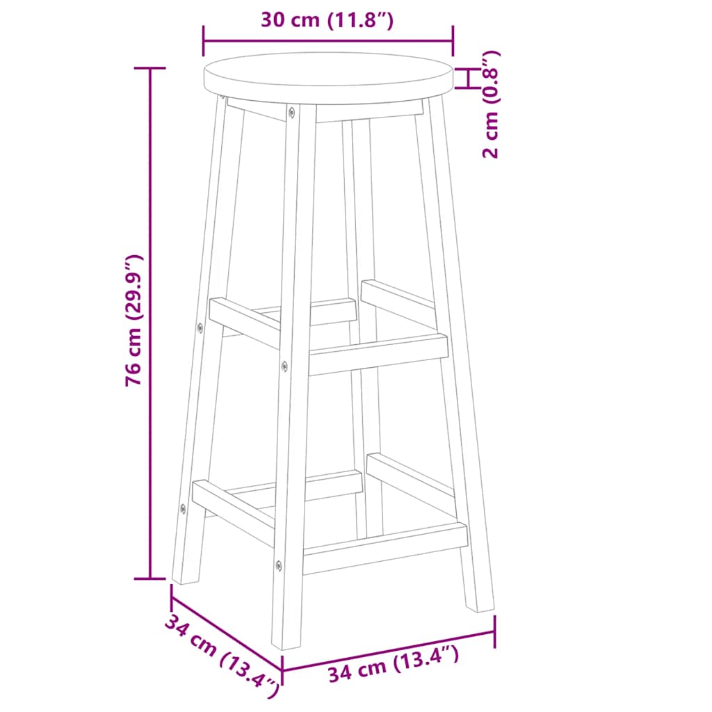 Bar Chairs 2 pcs Solid Acacia Wood