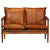 2-Seater Sofa Real Leather with Acacia Wood Brown