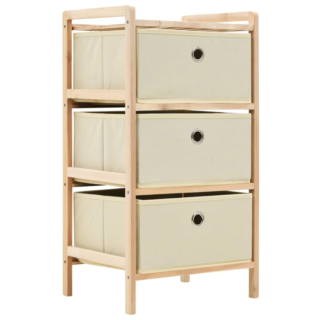 Storage Rack with 3 Fabric Baskets Cedar Wood Beige