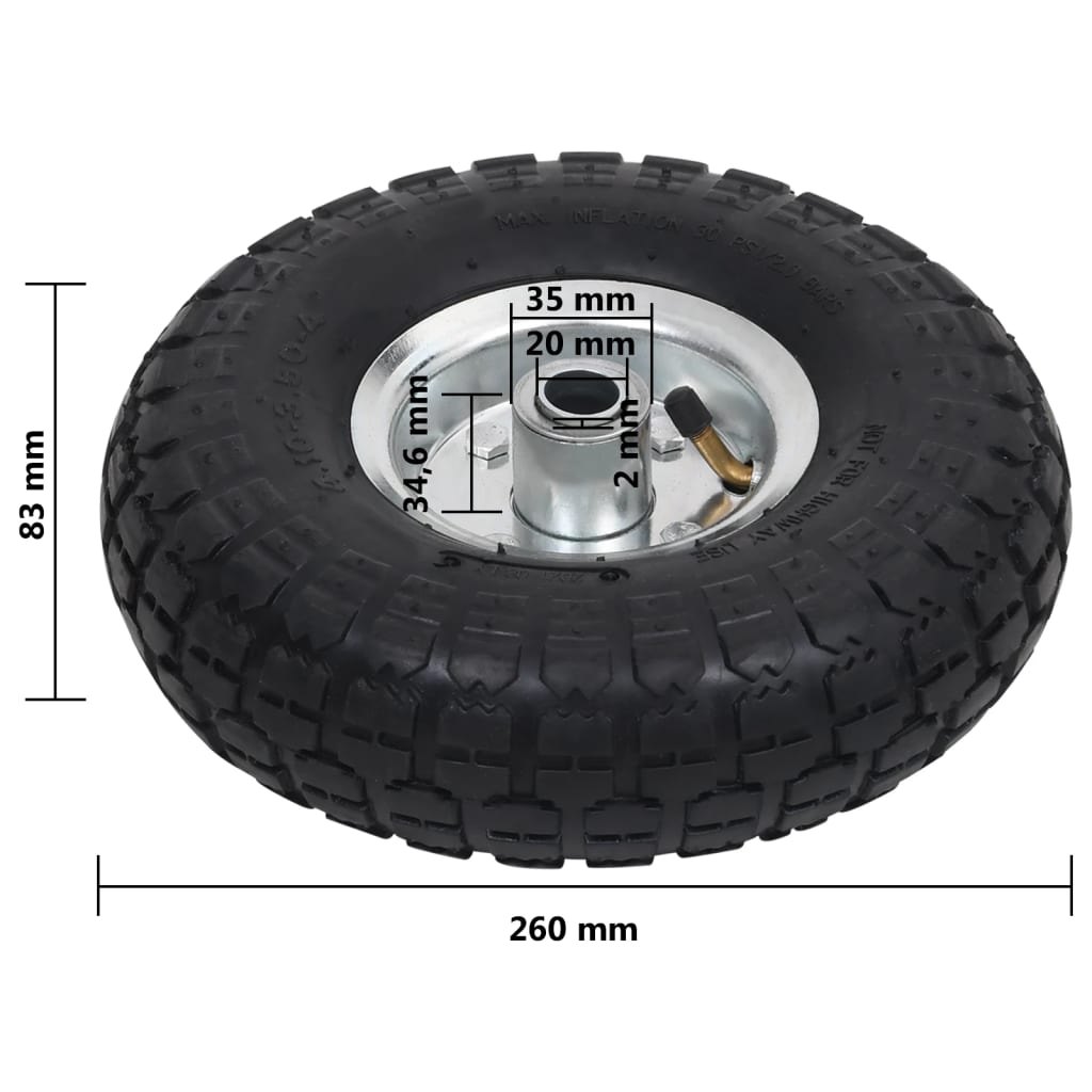 Sack Truck Wheels 4 pcs Rubber 4.10/3.50-4