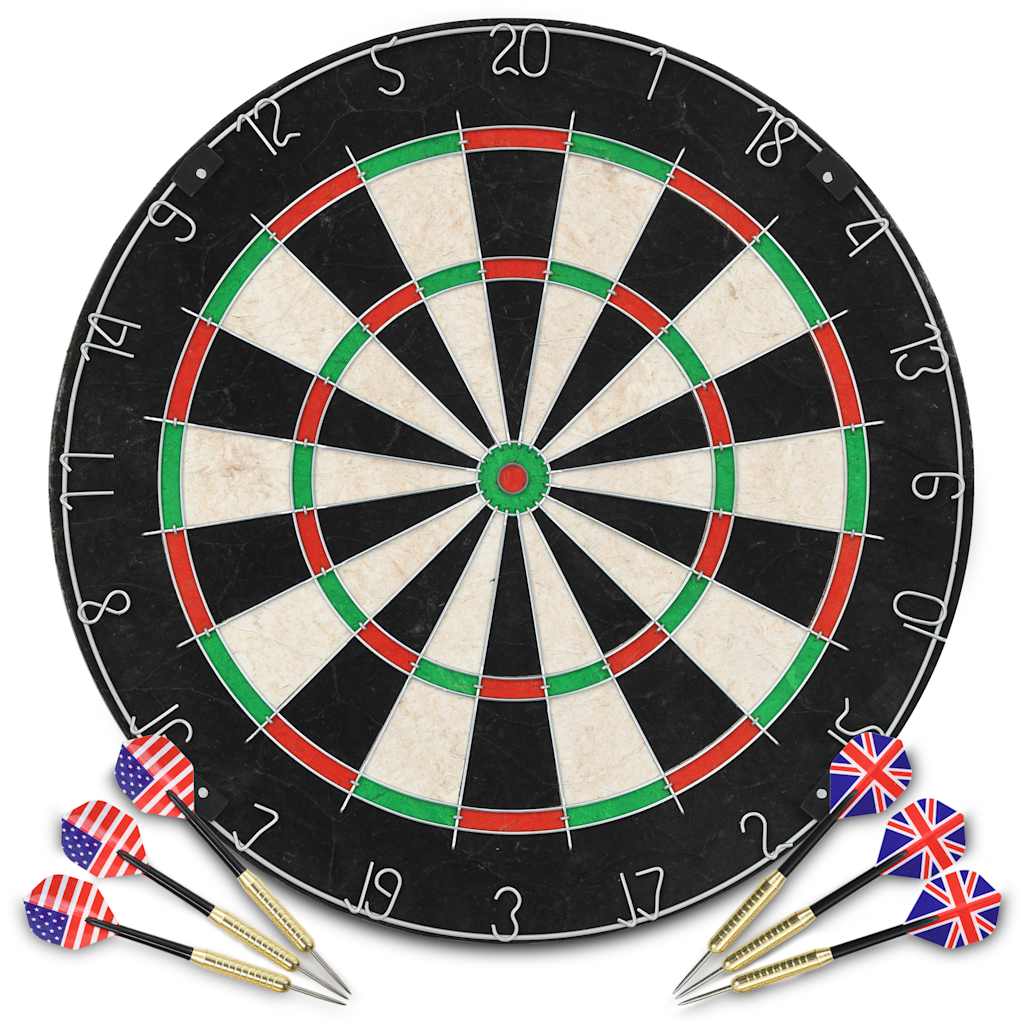 Professional Sisal Dartboard with 6 Darts and Surround