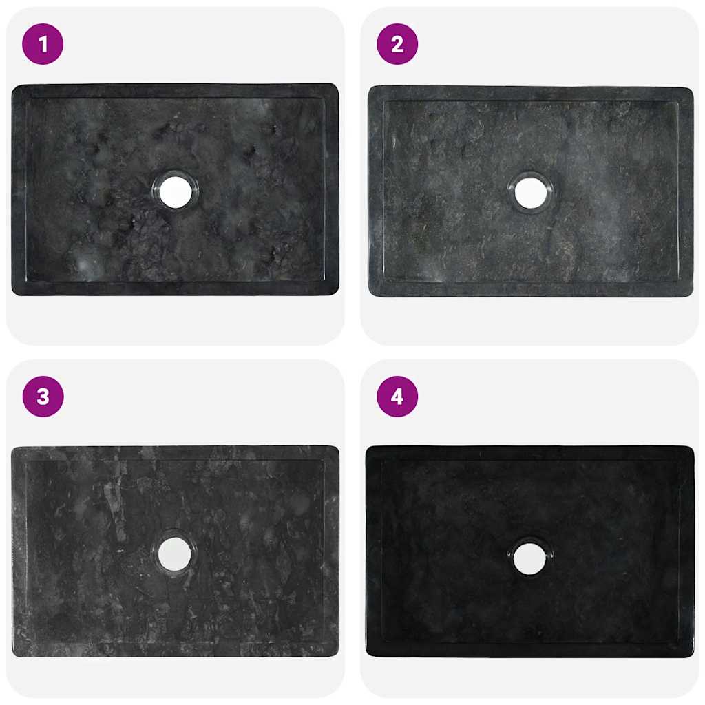 Sink 45x30x12 cm Marble High Gloss Black