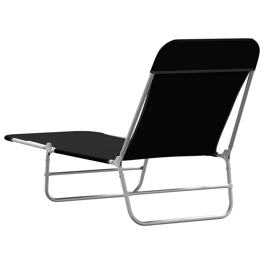 Folding Sun Loungers 2 pcs Steel and Fabric Black