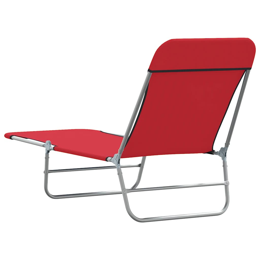 Folding Sun Loungers 2 pcs Steel and Fabric Red